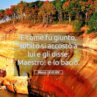 Picture 05 - Marco 14:45 RIV - E come fu giunto, subito si accostò a lui e gli - Bible Verse Picture