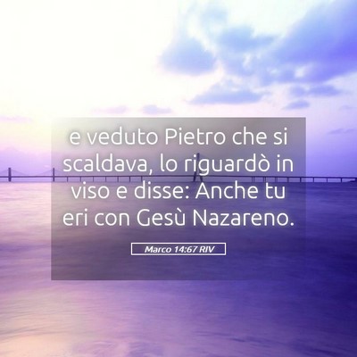 Picture 05 - Marco 14:67 RIV - e veduto Pietro che si scaldava, lo riguardò in - Bible Verse Picture