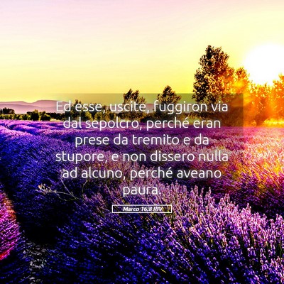 Picture 05 - Marco 16:8 RIV - Ed esse, uscite, fuggiron via dal sepolcro, - Bible Verse Picture