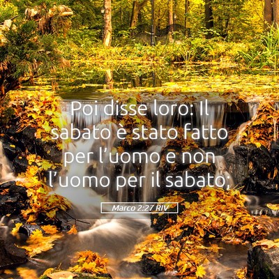 Picture 05 - Marco 2:27 RIV - Poi disse loro: Il sabato è stato fatto per - Bible Verse Picture