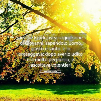 Picture 05 - Marco 6:20 RIV - perché Erode avea soggezione di Giovanni, - Bible Verse Picture