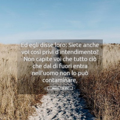 Picture 05 - Marco 7:18 RIV - Ed egli disse loro: Siete anche voi così privi - Bible Verse Picture