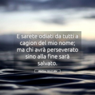 Picture 05 - Matteo 10:22 RIV - E sarete odiati da tutti a cagion del mio nome; - Bible Verse Picture