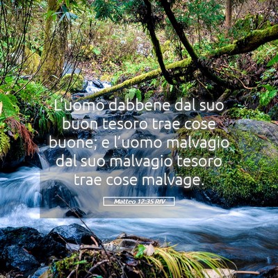Picture 05 - Matteo 12:35 RIV - L’uomo dabbene dal suo buon tesoro trae cose - Bible Verse Picture