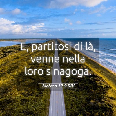 Picture 05 - Matteo 12:9 RIV - E, partitosi di là, venne nella loro - Bible Verse Picture