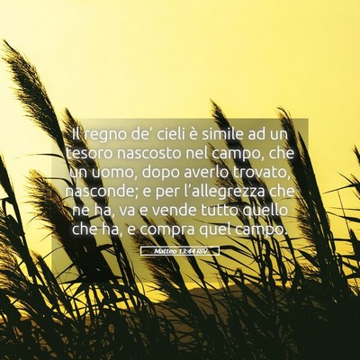 Picture 05 - Matteo 13:44 RIV - Il regno de’ cieli è simile ad un tesoro - Bible Verse Picture