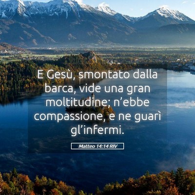 Picture 05 - Matteo 14:14 RIV - E Gesù, smontato dalla barca, vide una gran - Bible Verse Picture