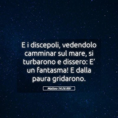 Picture 05 - Matteo 14:26 RIV - E i discepoli, vedendolo camminar sul mare, si - Bible Verse Picture