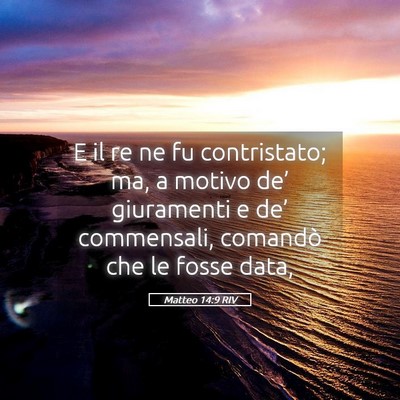 Picture 05 - Matteo 14:9 RIV - E il re ne fu contristato; ma, a motivo de’ - Bible Verse Picture