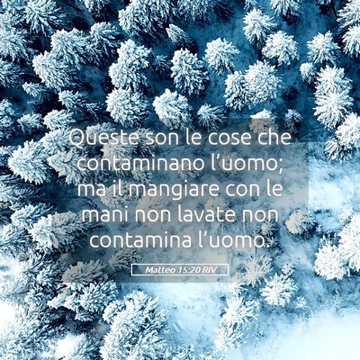 Picture 05 - Matteo 15:20 RIV - Queste son le cose che contaminano l’uomo; ma - Bible Verse Picture
