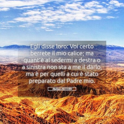 Picture 05 - Matteo 20:23 RIV - Egli disse loro: Voi certo berrete il mio calice; - Bible Verse Picture