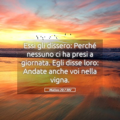 Picture 05 - Matteo 20:7 RIV - Essi gli dissero: Perché nessuno ci ha presi a - Bible Verse Picture