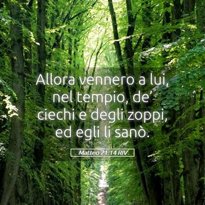 Picture 05 - Matteo 21:14 RIV - Allora vennero a lui, nel tempio, de’ ciechi e - Bible Verse Picture