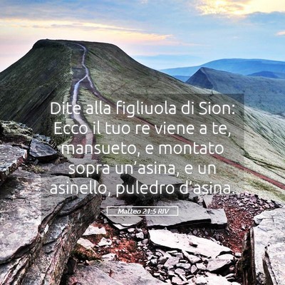 Picture 05 - Matteo 21:5 RIV - Dite alla figliuola di Sion: Ecco il tuo re viene - Bible Verse Picture