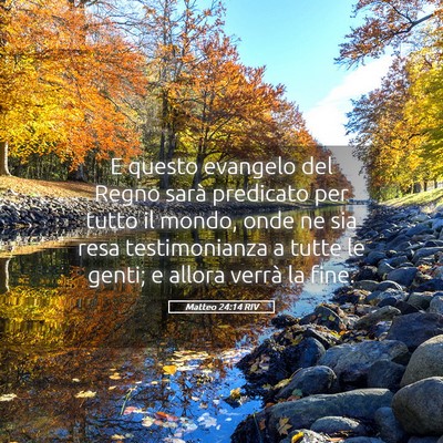 Picture 05 - Matteo 24:14 RIV - E questo evangelo del Regno sarà predicato per - Bible Verse Picture