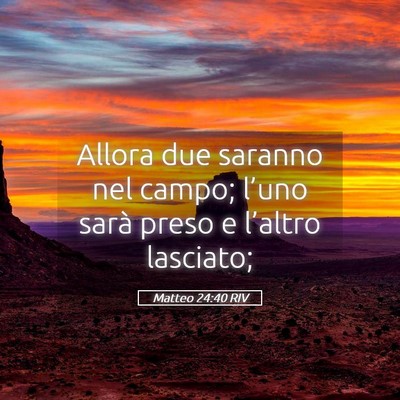 Picture 05 - Matteo 24:40 RIV - Allora due saranno nel campo; l’uno sarà preso - Bible Verse Picture