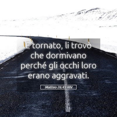 Picture 05 - Matteo 26:43 RIV - E tornato, li trovò che dormivano perché gli - Bible Verse Picture
