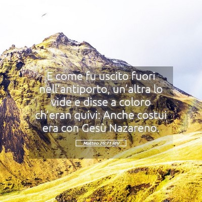Picture 05 - Matteo 26:71 RIV - E come fu uscito fuori nell’antiporto, - Bible Verse Picture