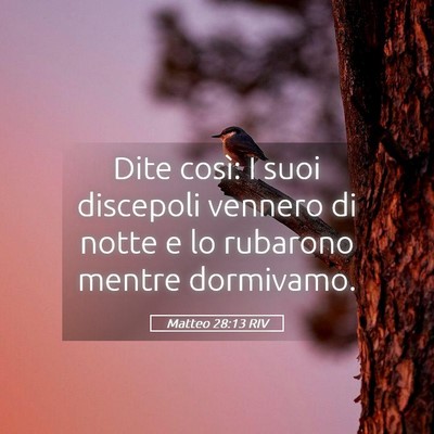 Picture 05 - Matteo 28:13 RIV - Dite così: I suoi discepoli vennero di notte e - Bible Verse Picture