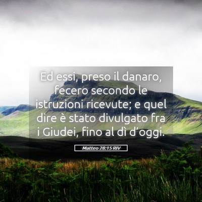 Picture 05 - Matteo 28:15 RIV - Ed essi, preso il danaro, fecero secondo le - Bible Verse Picture