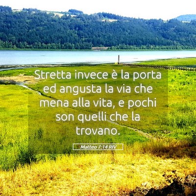Picture 05 - Matteo 7:14 RIV - Stretta invece è la porta ed angusta la via che - Bible Verse Picture