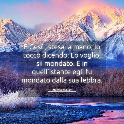 Picture 05 - Matteo 8:3 RIV - E Gesù, stesa la mano, lo toccò dicendo: Lo - Bible Verse Picture