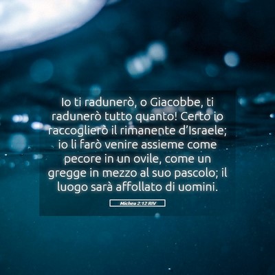 Picture 05 - Michea 2:12 RIV - Io ti radunerò, o Giacobbe, ti radunerò tutto - Bible Verse Picture