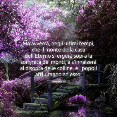 Picture 05 - Michea 4:1 RIV - Ma avverrà, negli ultimi tempi, che il monte - Bible Verse Picture