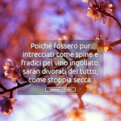 Picture 05 - Nahum 1:10 RIV - Poiché fossero pur intrecciati come spine e - Bible Verse Picture