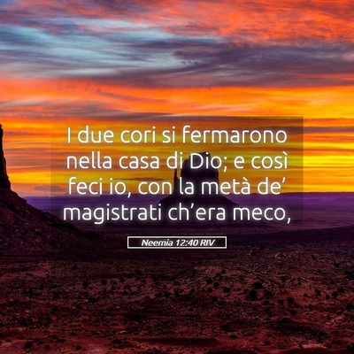 Picture 05 - Neemia 12:40 RIV - I due cori si fermarono nella casa di Dio; e - Bible Verse Picture