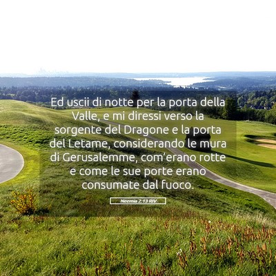 Picture 05 - Neemia 2:13 RIV - Ed uscii di notte per la porta della Valle, e mi - Bible Verse Picture