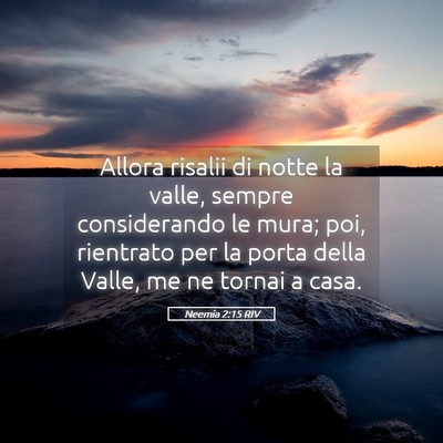 Picture 05 - Neemia 2:15 RIV - Allora risalii di notte la valle, sempre - Bible Verse Picture