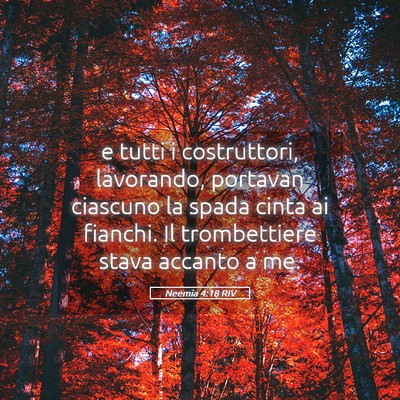 Picture 05 - Neemia 4:18 RIV - e tutti i costruttori, lavorando, portavan - Bible Verse Picture