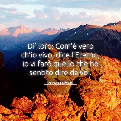 Picture 05 - Numeri 14:28 RIV - Di’ loro: Com’è vero ch’io vivo, dice - Bible Verse Picture