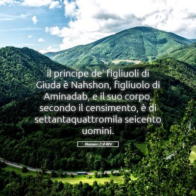 Picture 05 - Numeri 2:4 RIV - il principe de’ figliuoli di Giuda è Nahshon, - Bible Verse Picture