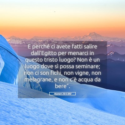 Picture 05 - Numeri 20:5 RIV - E perché ci avete fatti salire dall’Egitto per - Bible Verse Picture