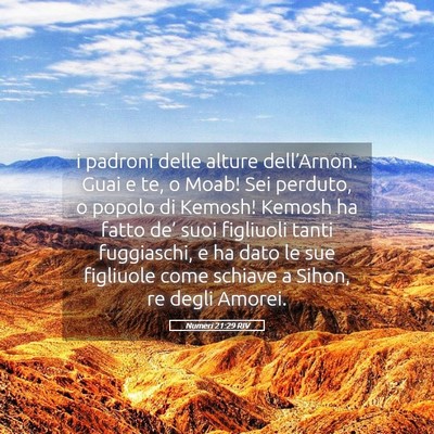 Picture 05 - Numeri 21:29 RIV - i padroni delle alture dell’Arnon. Guai e te, o - Bible Verse Picture