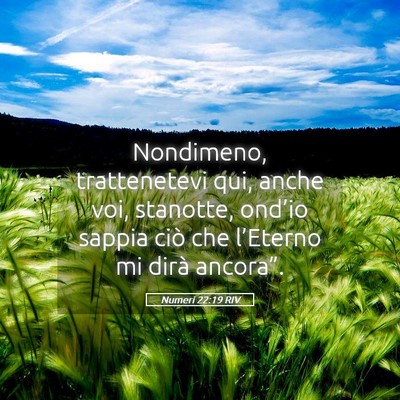 Picture 05 - Numeri 22:19 RIV - Nondimeno, trattenetevi qui, anche voi, stanotte, - Bible Verse Picture