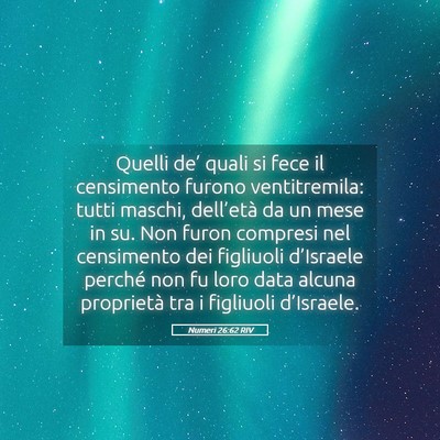 Picture 05 - Numeri 26:62 RIV - Quelli de’ quali si fece il censimento furono - Bible Verse Picture