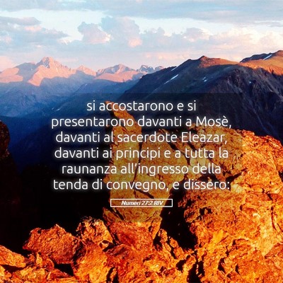 Picture 05 - Numeri 27:2 RIV - si accostarono e si presentarono davanti a Mosè, - Bible Verse Picture