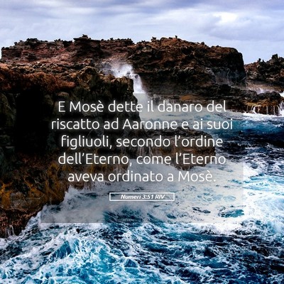 Picture 05 - Numeri 3:51 RIV - E Mosè dette il danaro del riscatto ad Aaronne e - Bible Verse Picture