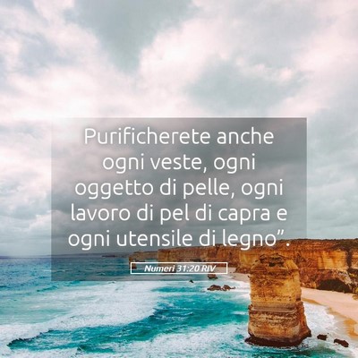 Picture 05 - Numeri 31:20 RIV - Purificherete anche ogni veste, ogni oggetto di - Bible Verse Picture