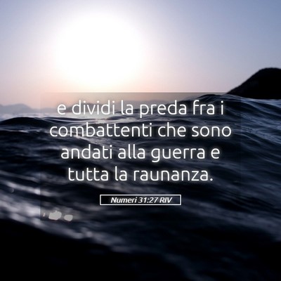 Picture 05 - Numeri 31:27 RIV - e dividi la preda fra i combattenti che sono - Bible Verse Picture