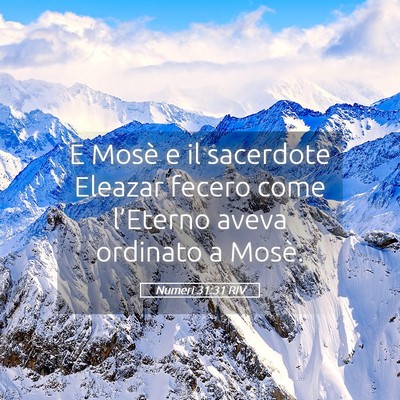 Picture 05 - Numeri 31:31 RIV - E Mosè e il sacerdote Eleazar fecero come - Bible Verse Picture