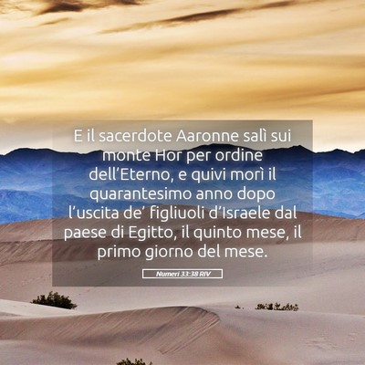 Picture 05 - Numeri 33:38 RIV - E il sacerdote Aaronne salì sui monte Hor per - Bible Verse Picture