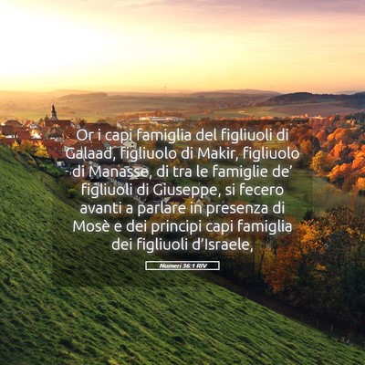 Picture 05 - Numeri 36:1 RIV - Or i capi famiglia del figliuoli di Galaad, - Bible Verse Picture