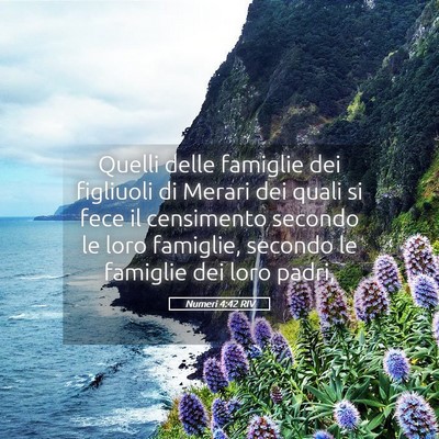 Picture 05 - Numeri 4:42 RIV - Quelli delle famiglie dei figliuoli di Merari dei - Bible Verse Picture