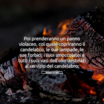 Picture 05 - Numeri 4:9 RIV - Poi prenderanno un panno violaceo, col quale - Bible Verse Picture