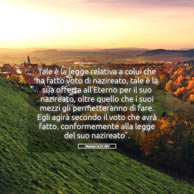 Picture 05 - Numeri 6:21 RIV - Tale è la legge relativa a colui che ha fatto - Bible Verse Picture