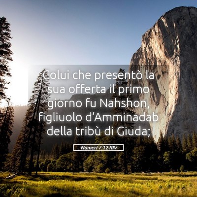 Picture 05 - Numeri 7:12 RIV - Colui che presentò la sua offerta il primo - Bible Verse Picture